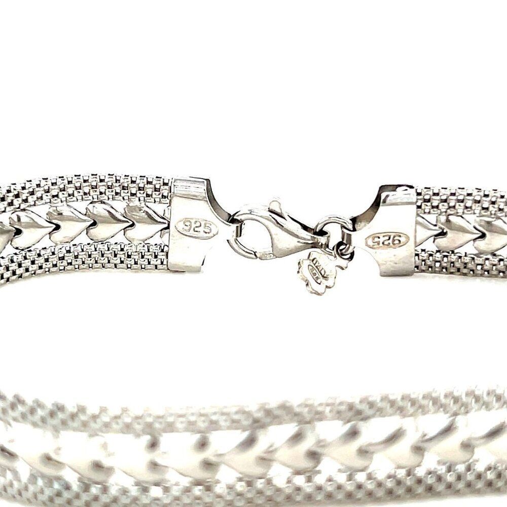 ❌SOLD 925 Italy Heart Link Flat Bracelet - Picture 4 of 6